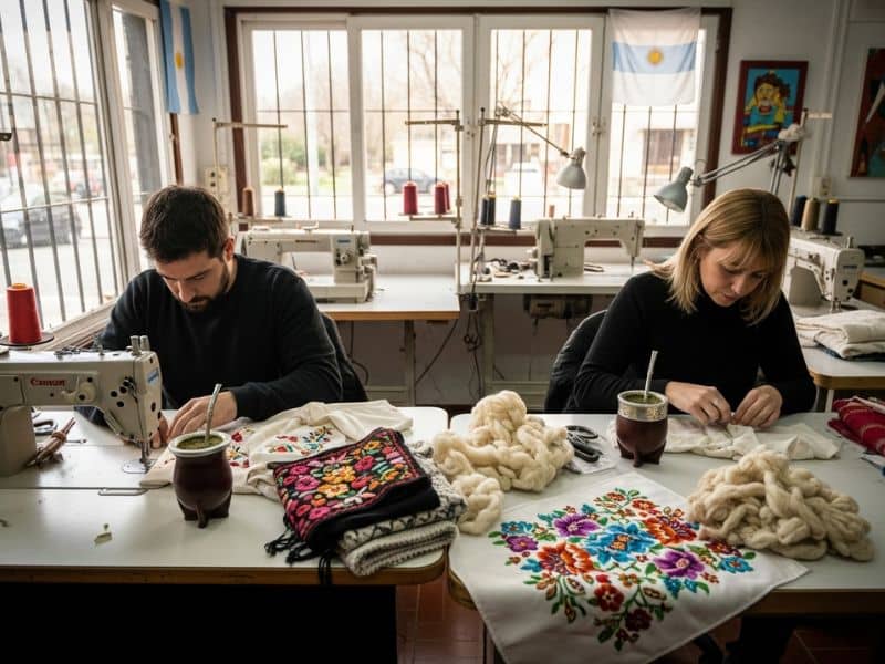 Trabajando en costura desde casa en Argentina