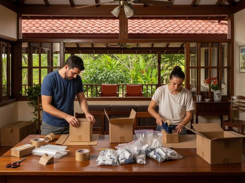 Trabajo desde casa en costa rica empacando productos