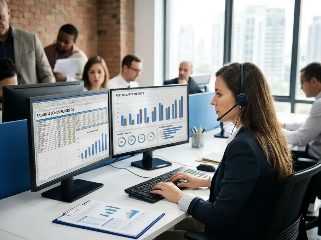 Persona utilizando Google Maps para encontrar empresas  que den trabajos de call center en una ciudad de Estados Unidos.