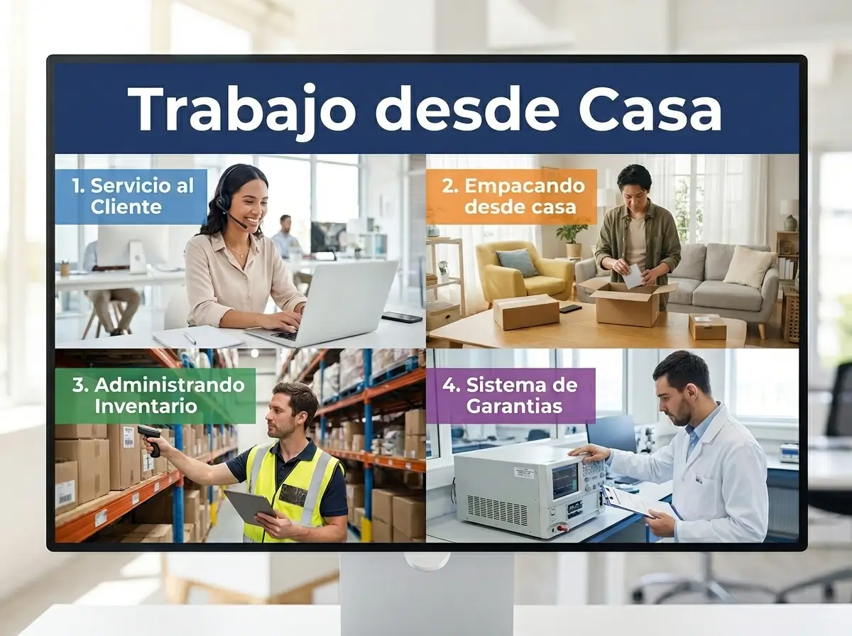 Tipos de trabajos que puedes realizar trabajando desde casa desde servicio al cliente, empaque, administrando inventario y manejando garantías